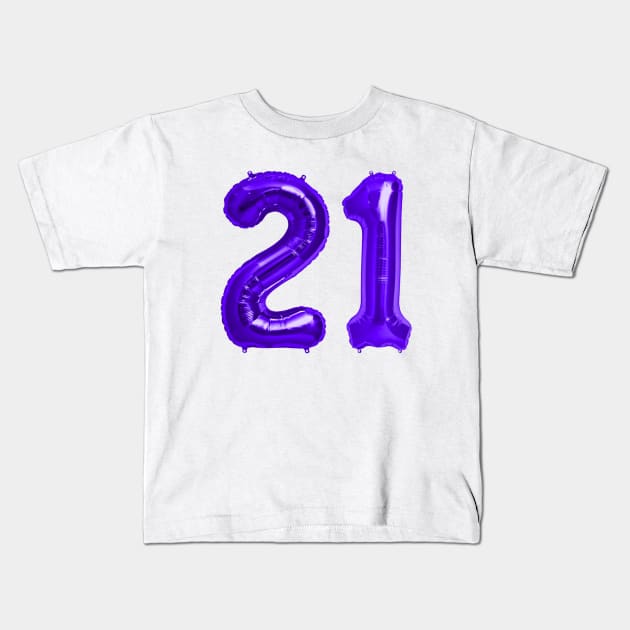 Purple 21st Birthday Metallic Helium Balloons Numbers Kids T-Shirt by podartist